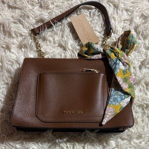 Steve Madden Brown Shoulder Bag with Floral Accent